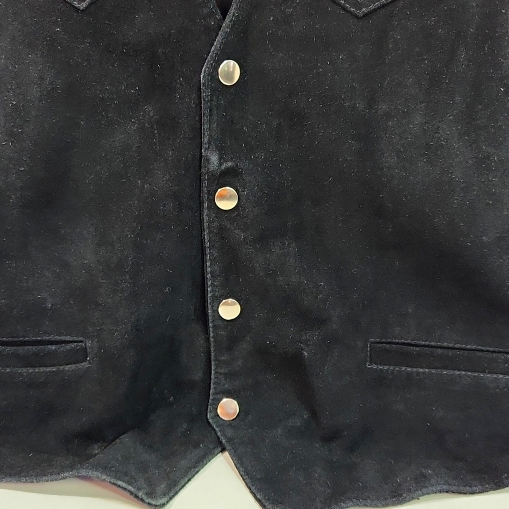 VTG Gold Wing Touring Association Alberta Large Logo Black Suede Vest (Size 44) - Picture 4 of 13